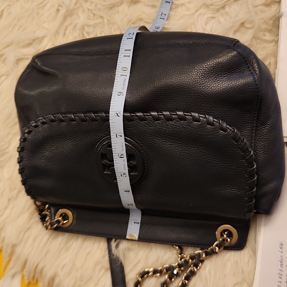 Tory Burch Marion Saddle Chain Leather Blue Bag - Picture 8 of 8